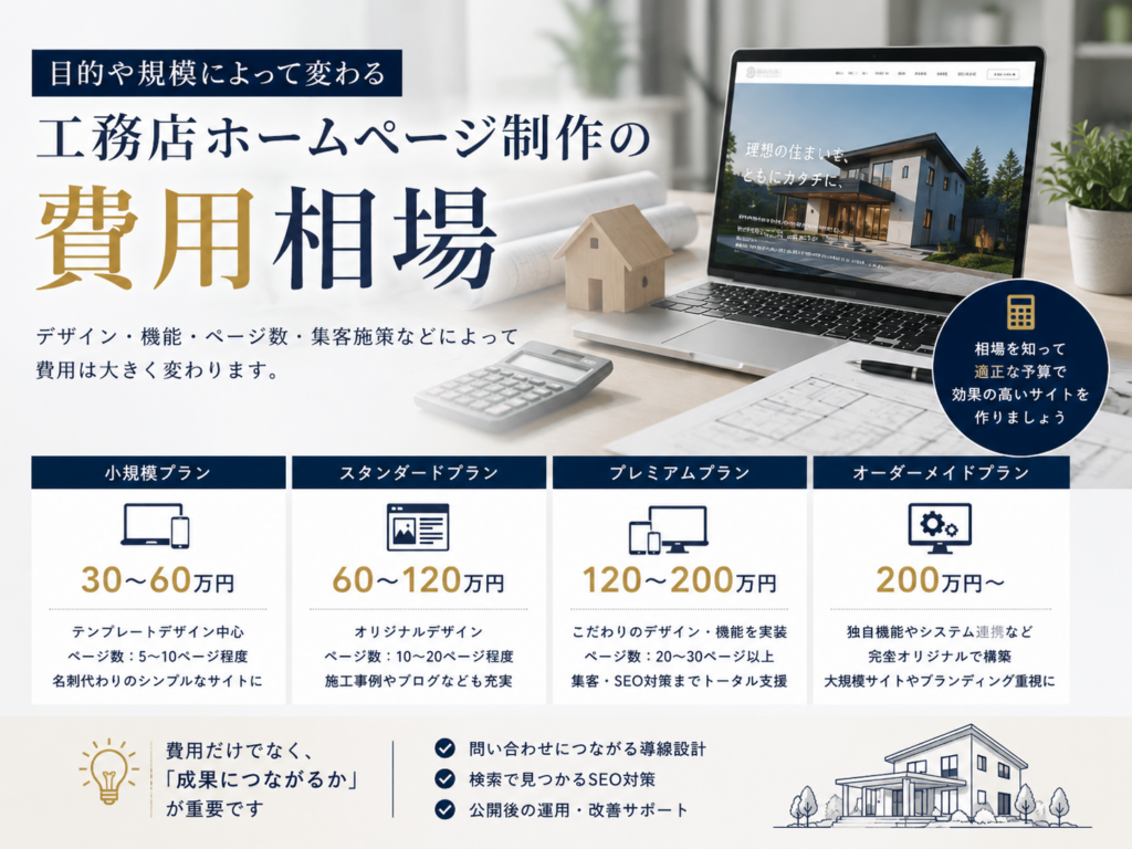 工務店ホームページ制作の費用相場と予算別プランの目安