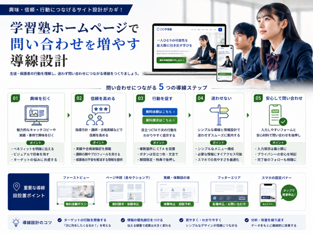 学習塾ホームページで問い合わせを増やす導線設計とCTA設置のポイント
