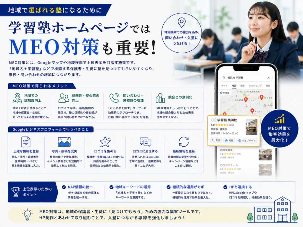 学習塾ホームページのMEO対策とGoogleマップで地域集客を強化するポイント