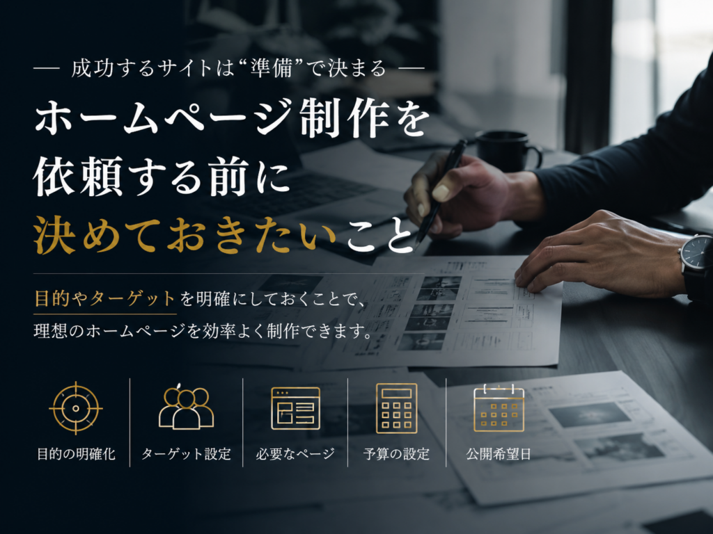 ホームページ制作を依頼する前に決めておきたい目的・ターゲット・予算・必要なページ