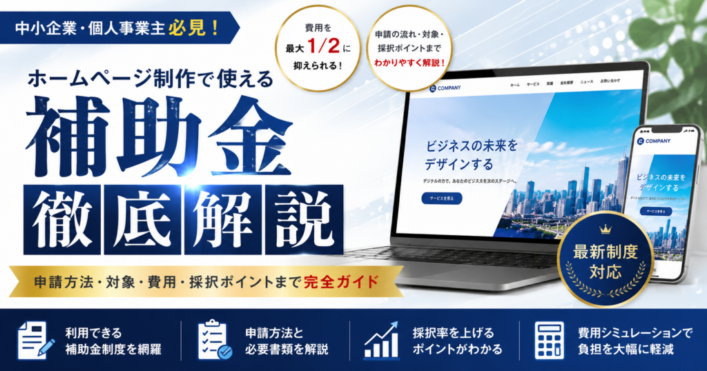 ホームページ制作で利用できる補助金の申請方法・対象・費用・採択ポイントを解説