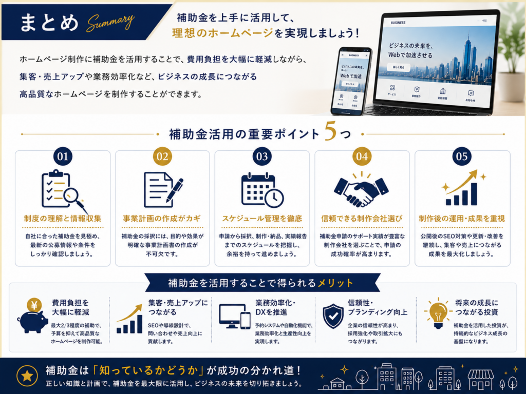 ホームページ制作補助金の活用方法やメリット、申請のポイントを分かりやすくまとめ