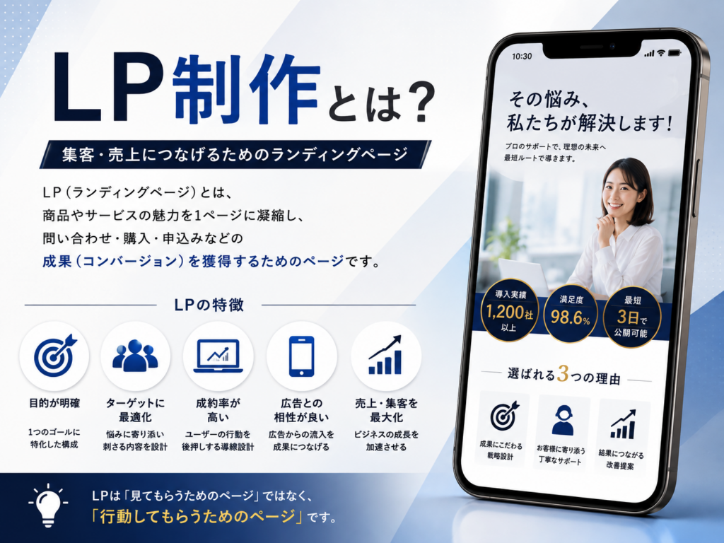 LP制作とは?集客・売上につながるランディングページの役割や特徴をわかりやすく解説