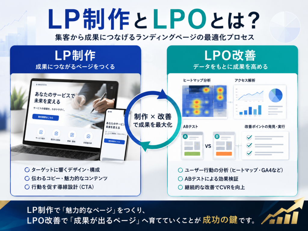 LP制作とLPOの違い・改善方法・成果につながるランディングページ運用を解説
