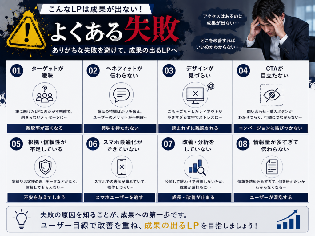 LP制作・LPOでよくある失敗をわかりやすく解説｜CVRが伸びない原因と改善ポイントを紹介
