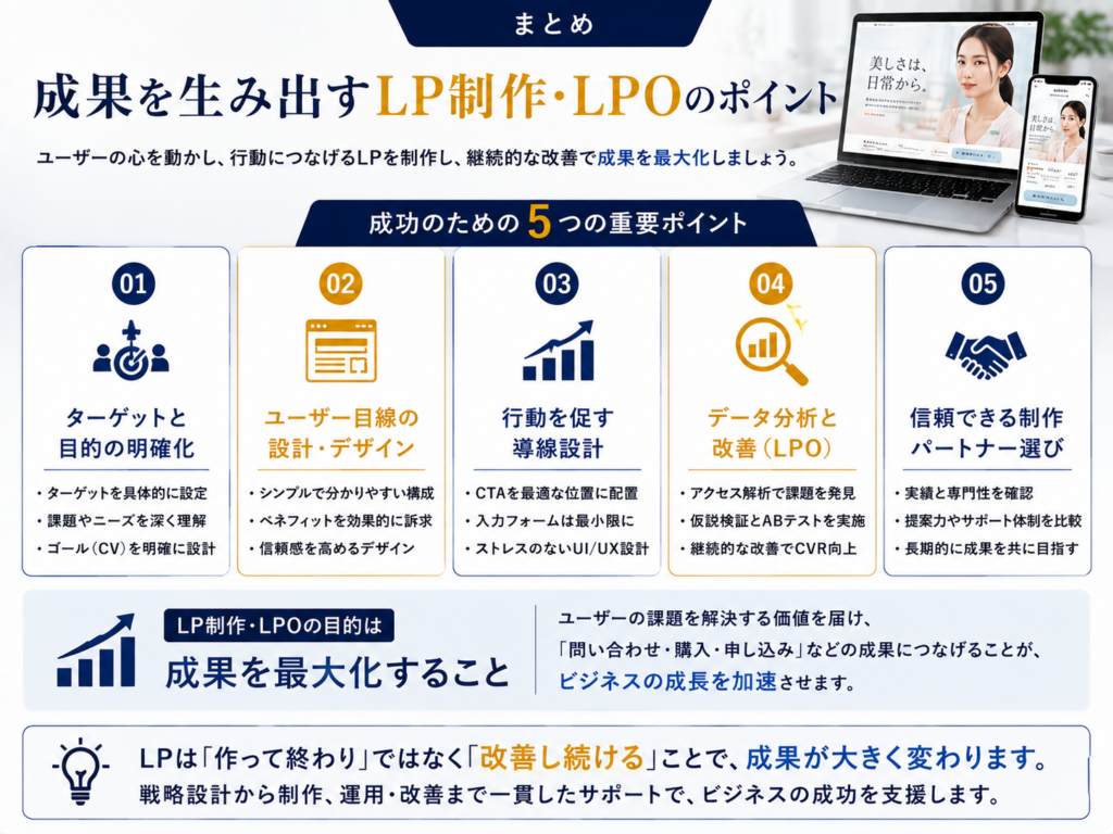 LP制作・LPOの重要ポイントをまとめ｜成果につながるLP制作・LPO改善・CVR向上のポイントを解説