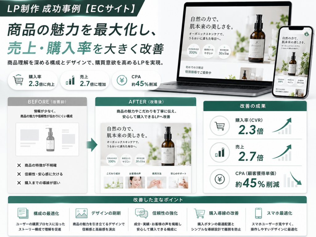 LP制作 成功事例 EC｜ECサイトの購入率・売上向上につながるLP改善事例を紹介