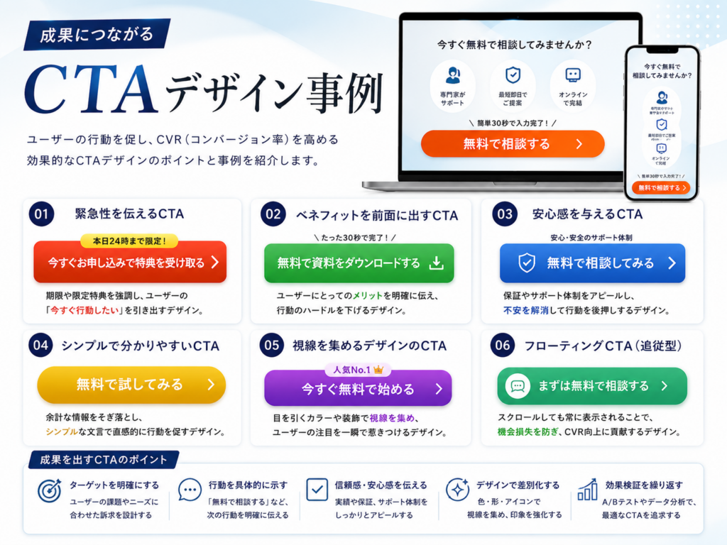成果が出るCTAデザイン事例｜LP制作 成功事例をもとにCV率向上や問い合わせ増加につながるCTA改善を紹介