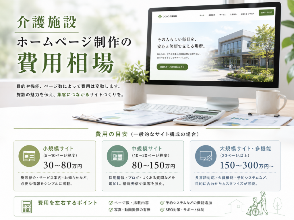 介護施設ホームページ制作の費用相場|料金の目安と費用を左右するポイント