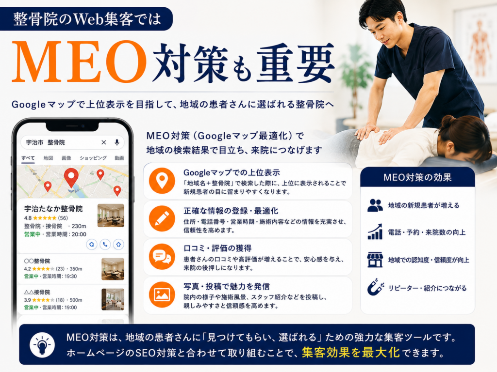 整骨院のWeb集客でMEO対策を行いGoogleマップから地域の新規患者を増やす方法