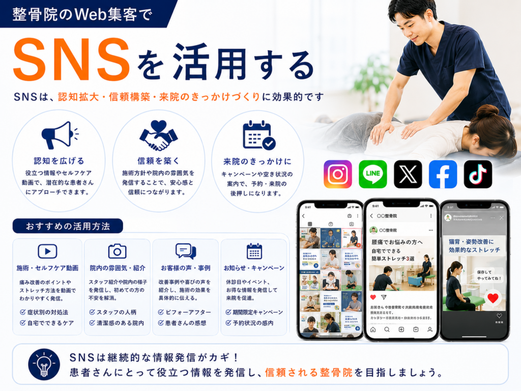 整骨院のWeb集客でSNSを活用し認知拡大・信頼獲得・来院につなげる方法