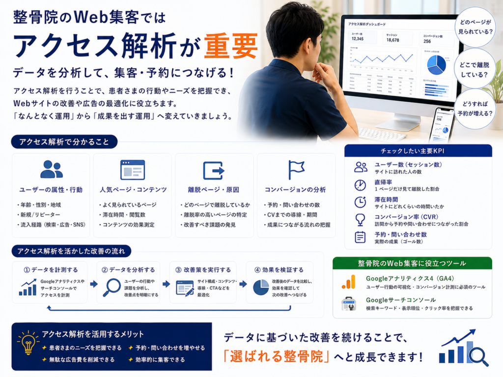 整骨院のWeb集客でアクセス解析を活用し予約・問い合わせを増やす改善方法