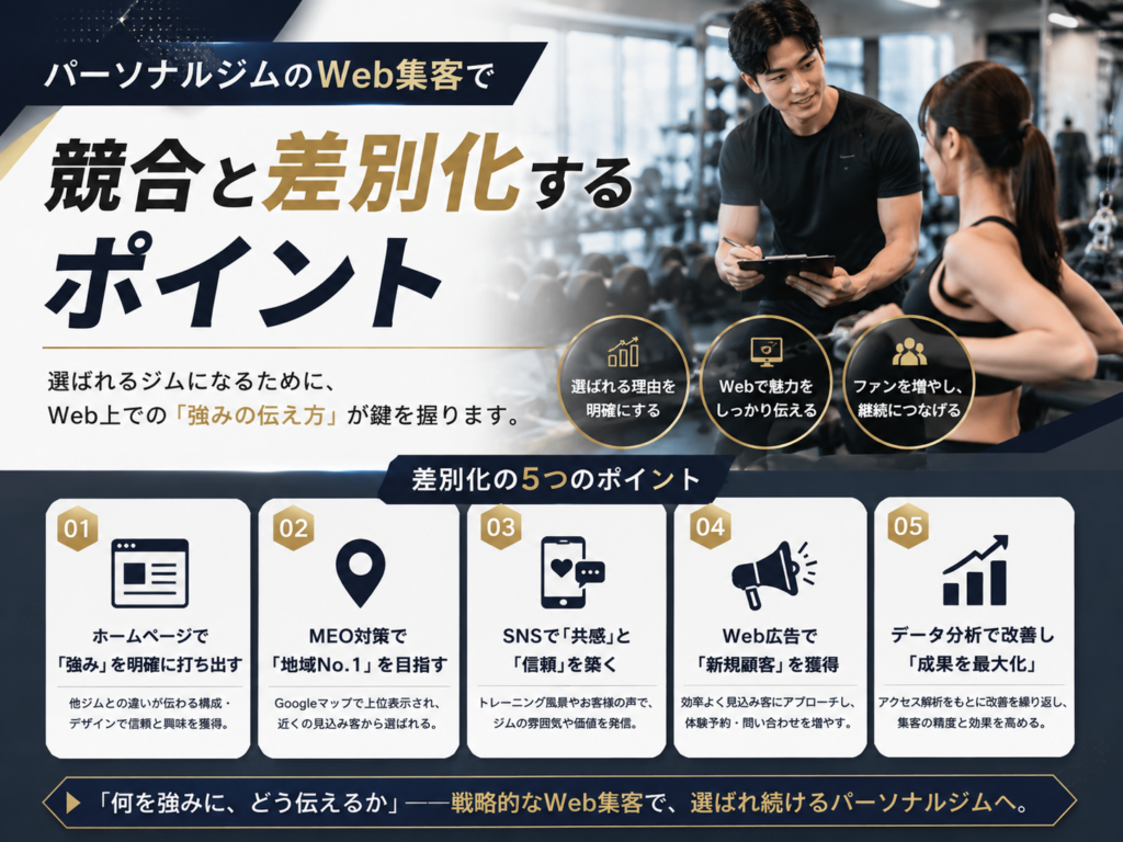 パーソナルジムのWeb集客で競合と差別化するポイントと集客施策