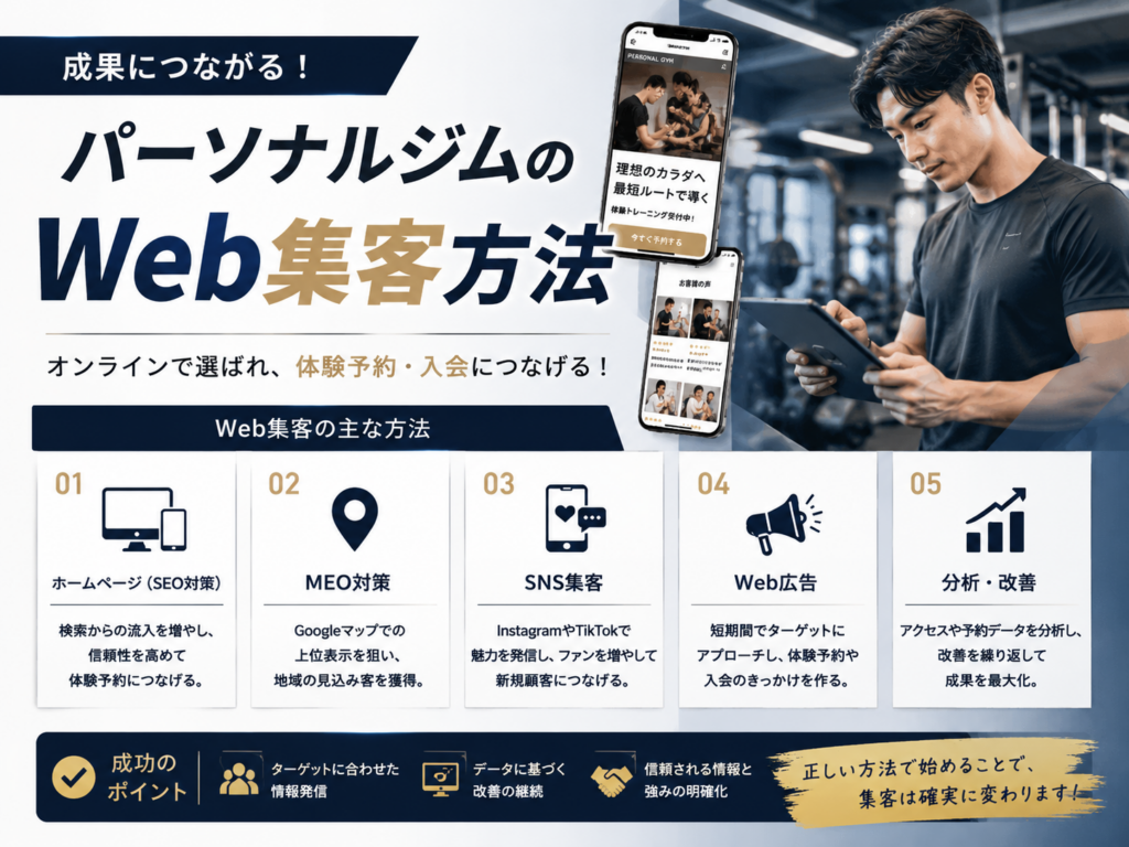 パーソナルジムのWeb集客方法とSEO・MEO・SNS・Web広告の活用