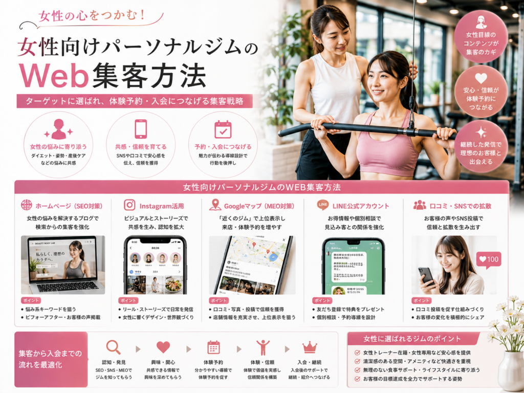 女性向けパーソナルジムのWeb集客方法とSEO・Instagram・MEO・LINEの活用