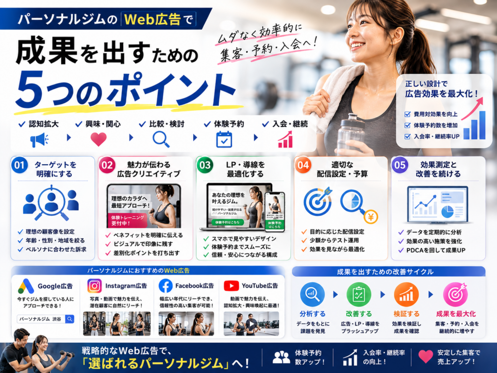 パーソナルジムのWeb広告で成果を出すポイントと体験予約・入会を増やす広告運用方法