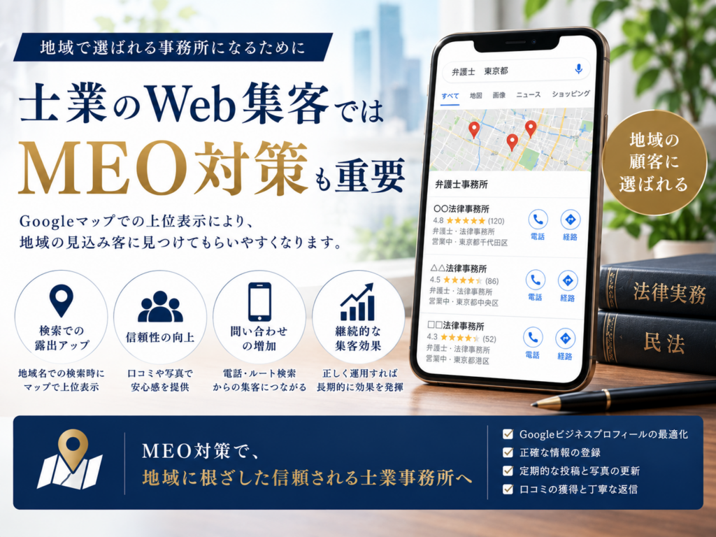 士業のWeb集客ではMEO対策も重要｜Googleマップで地域の見込み客から問い合わせを増やす方法