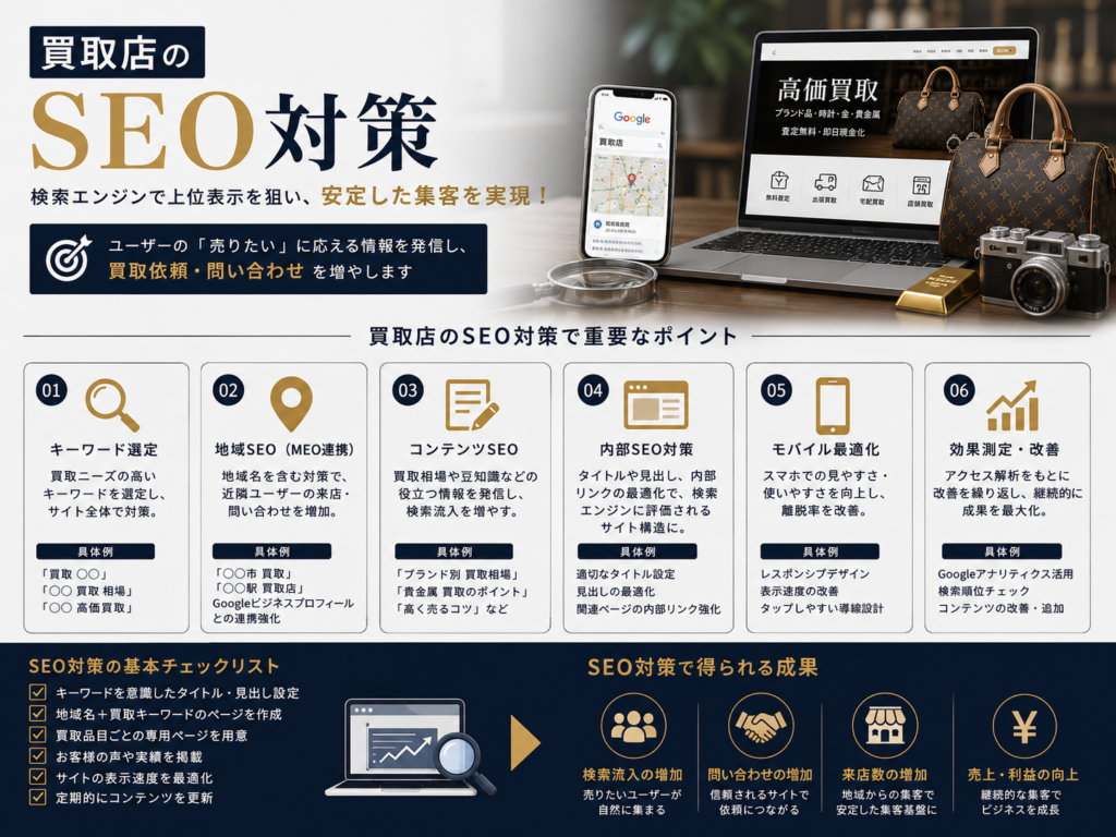 買取店のSEO対策｜検索上位表示から買取依頼・問い合わせを増やす方法