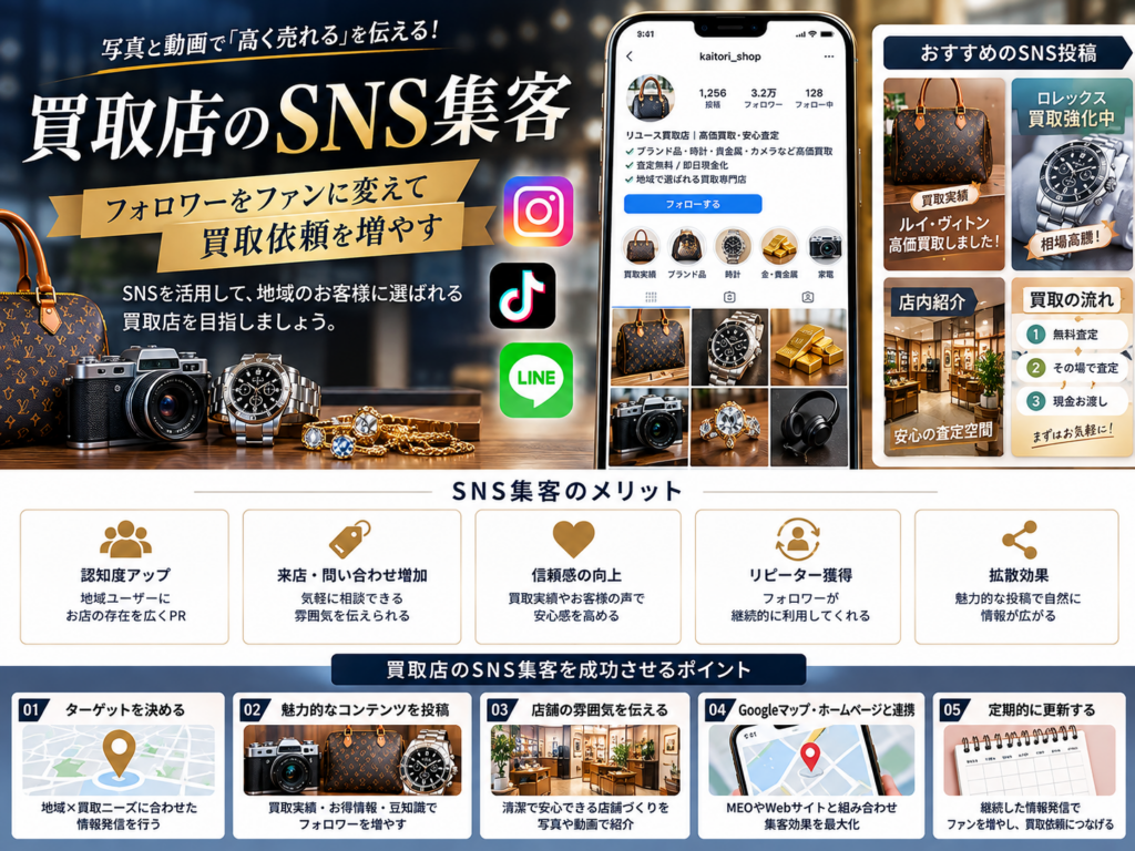 買取店のSNS集客｜Instagram・TikTok・LINEを活用して買取依頼を増やす方法