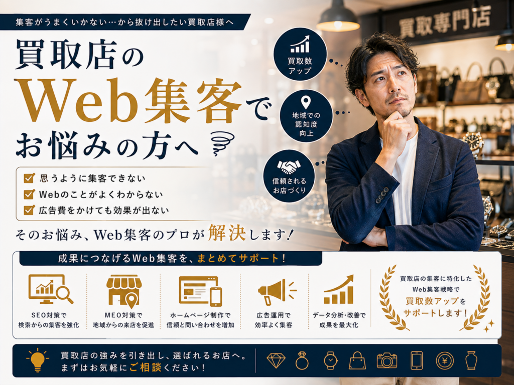 買取店のWeb集客でお悩みの方へ｜SEO・MEO・ホームページ・広告で買取依頼を増やす