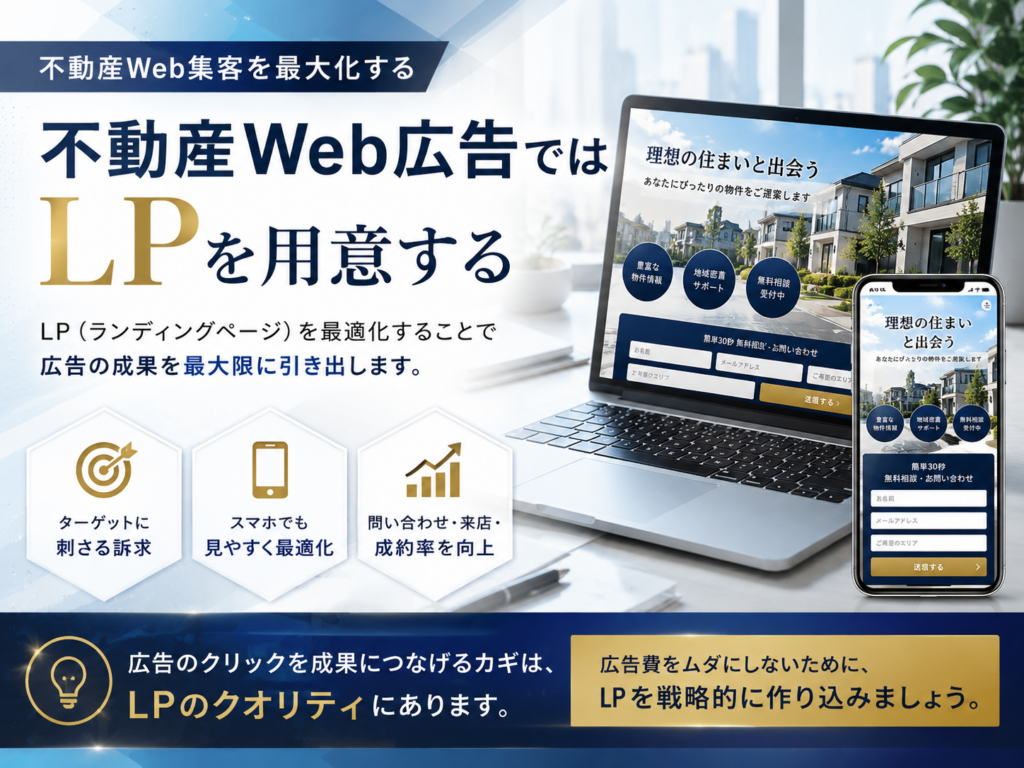 不動産Web広告ではLPを用意｜ランディングページを最適化して問い合わせ・来店・成約率を高める方法