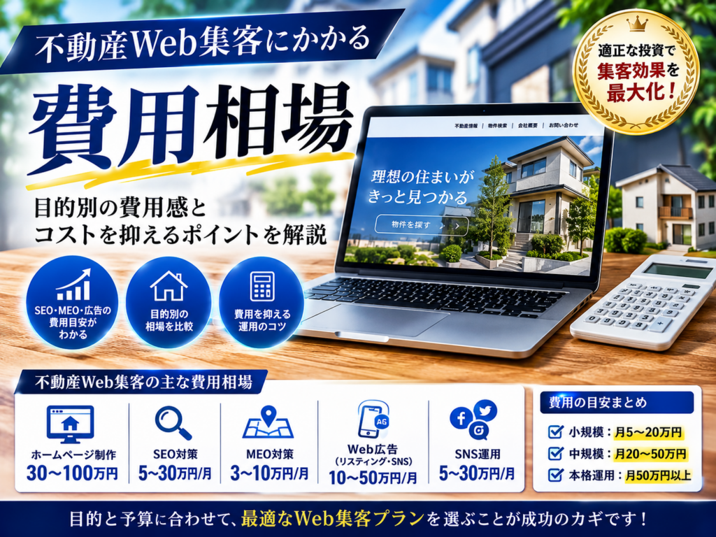 不動産Web集客にかかる費用相場｜SEO・Web広告などの初期費用と月額費用の目安