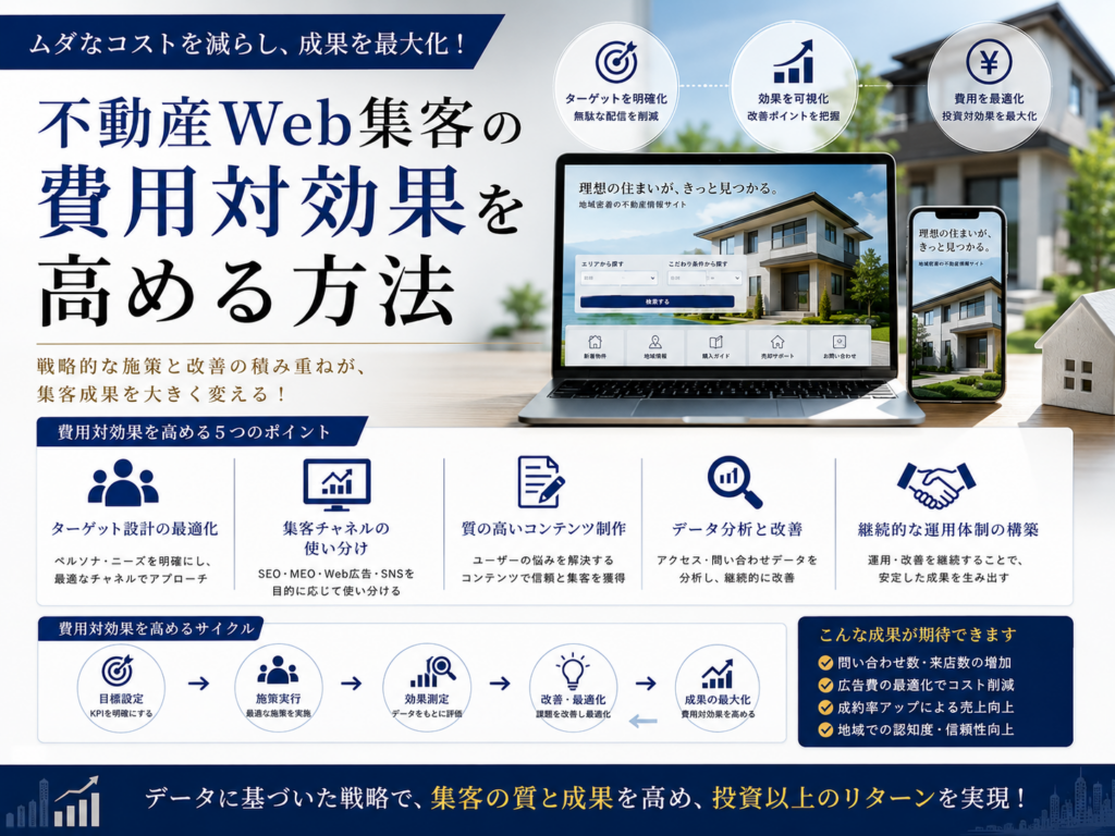 不動産Web集客の費用対効果を高める方法｜SEO・MEO・Web広告を最適化して集客成果を改善