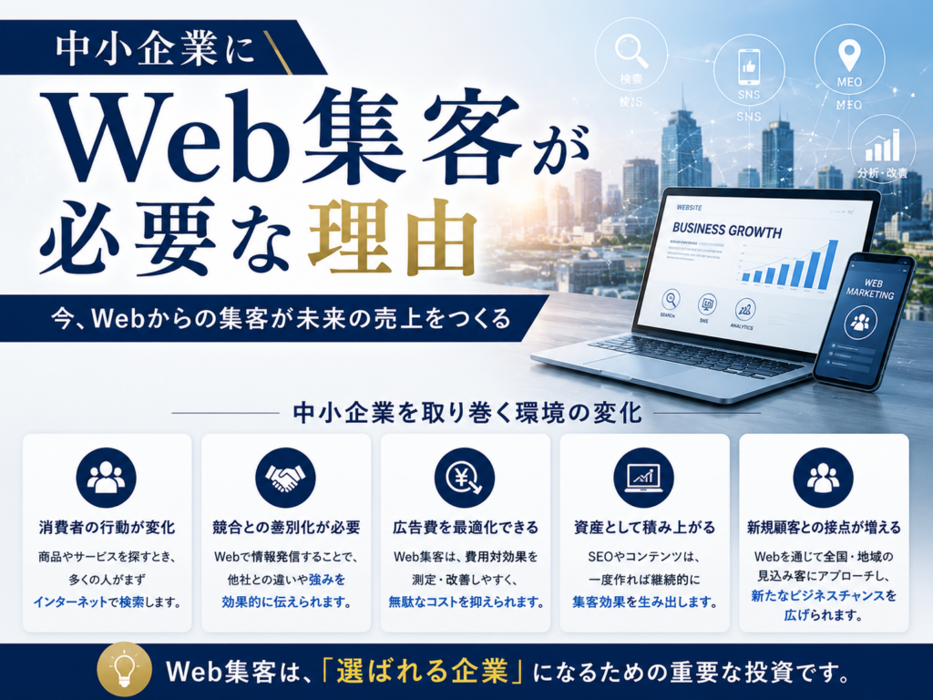 中小企業にWeb集客が必要な理由｜SEOやSNSを活用して新規顧客と問い合わせを増やす方法