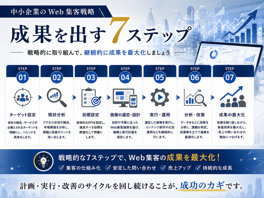 中小企業のWeb集客戦略｜ターゲット設定から分析・改善まで成果を出す7ステップ