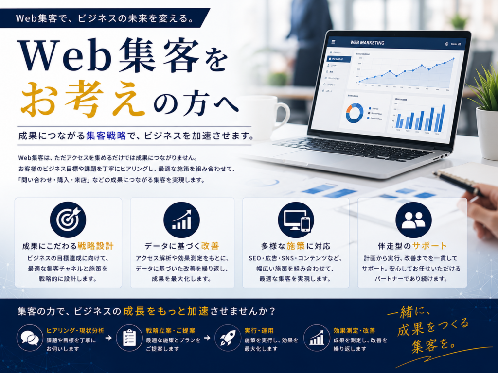 Web集客をお考えの方へ｜SEO・Web広告・SNS・コンテンツ制作を組み合わせた集客戦略と改善サポート