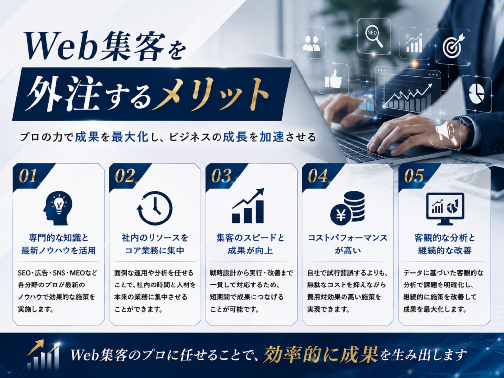 Web集客を外注するメリットとSEO・広告・SNSなど専門家へ依頼する効果
