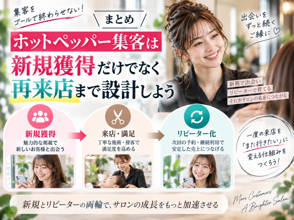 ホットペッパー集客は新規獲得だけでなく再来店まで設計｜リピーター化につなげるサロン集客