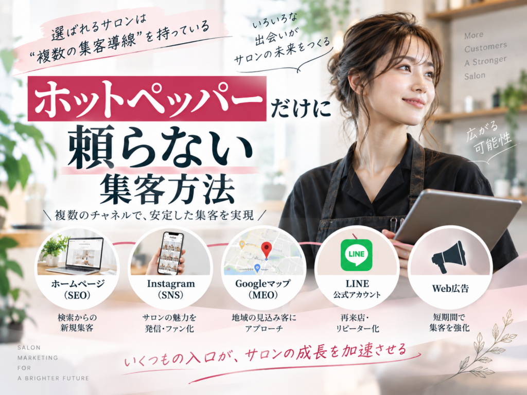 ホットペッパーだけに頼らない集客方法｜SEO・SNS・MEO・LINE・Web広告を組み合わせたサロン集客