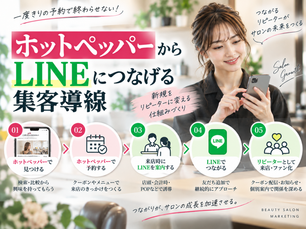 ホットペッパーからLINEにつなげる集客導線｜新規顧客を再来店・リピーター化する流れ