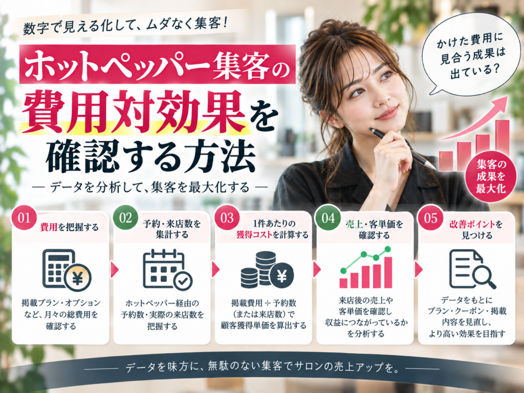 ホットペッパー集客の費用対効果を確認する方法｜集客費用・予約数・客単価・CPA・売上を分析