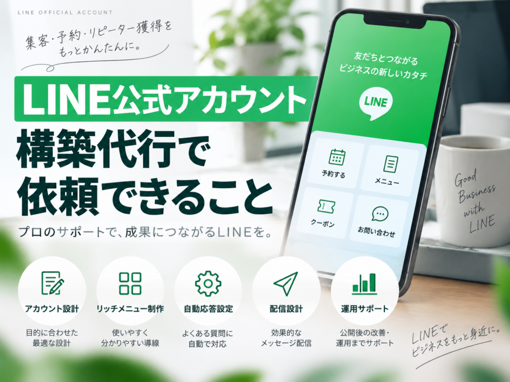 LINE公式アカウント構築代行で依頼できる内容|リッチメニュー制作・自動応答・配信設計・運用サポート