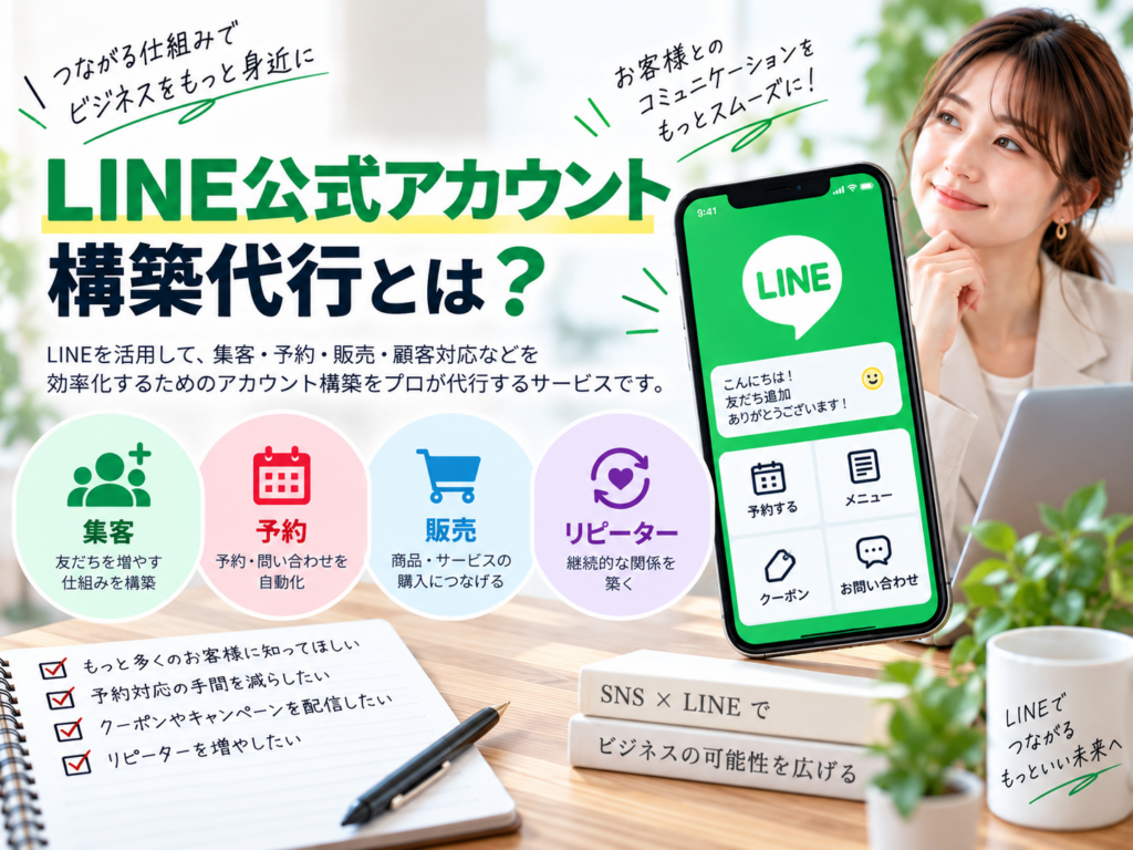 LINE公式アカウント構築代行とは|集客・予約・販売・リピーター獲得につながるアカウント構築サービス
