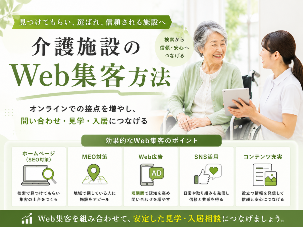 介護施設のWeb集客方法｜SEO・MEO・Web広告・SNSで問い合わせや施設見学を増やす