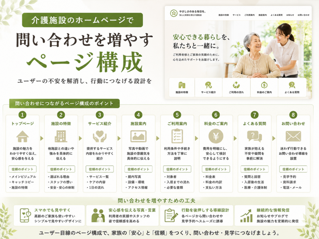 介護施設ホームページで問い合わせ・施設見学を増やすページ構成と導線設計