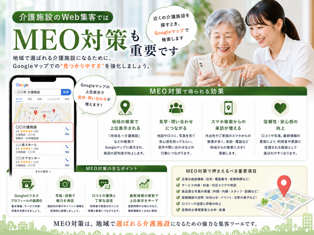 介護施設のWeb集客でMEO対策を行いGoogleマップから施設見学・問い合わせを増やす方法