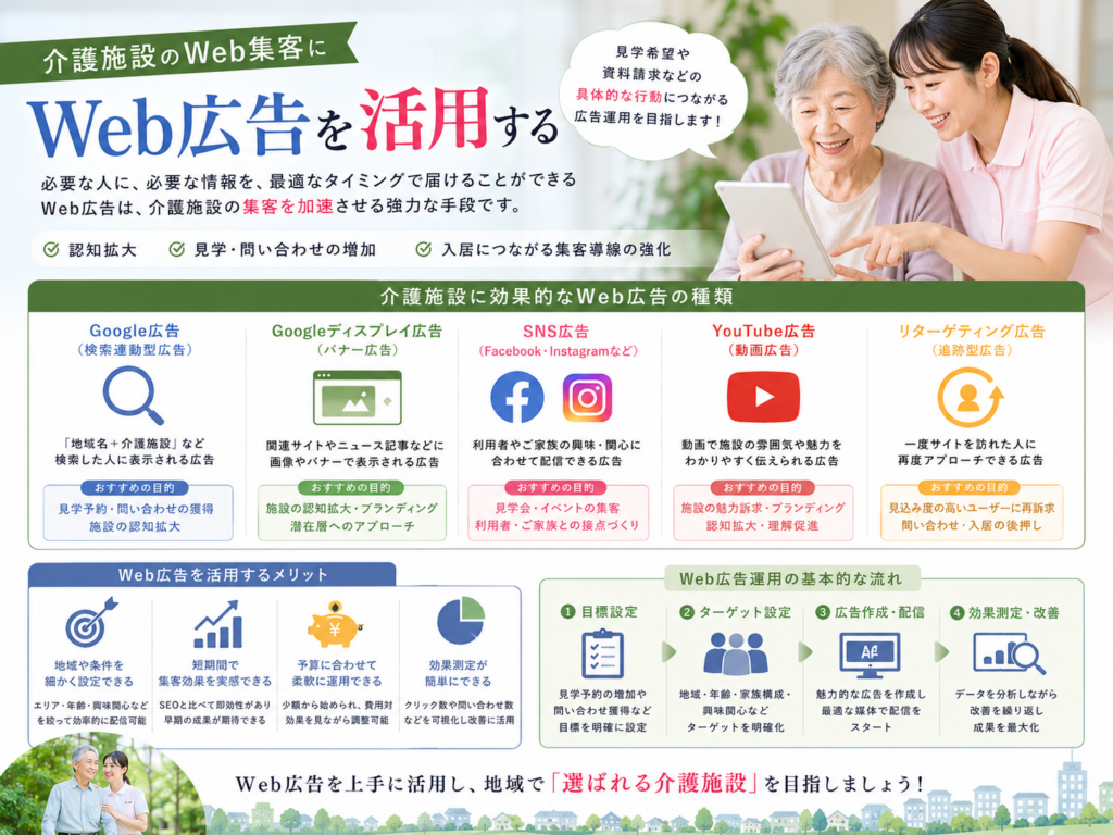 介護施設のWeb集客にWeb広告を活用して施設見学・問い合わせ・入居相談を増やす方法