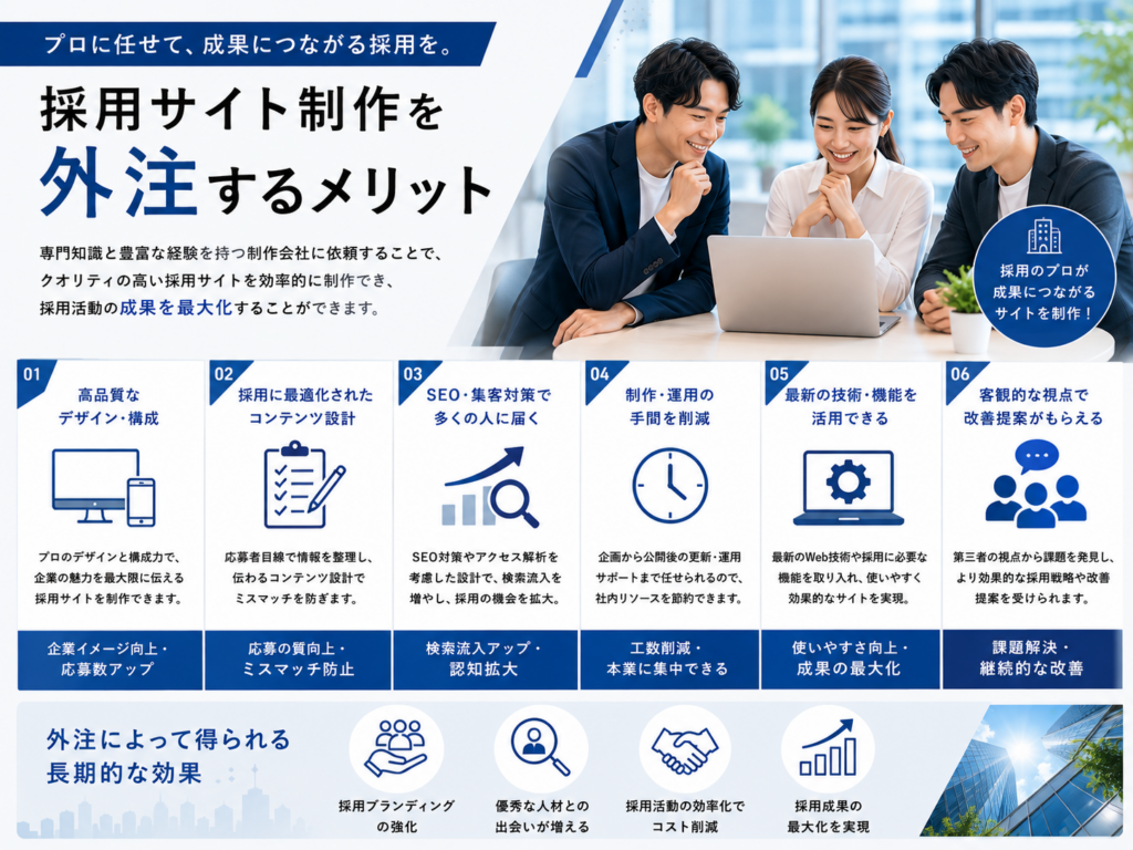 採用サイト制作を制作会社へ外注するメリットと応募・採用成果を高めるポイント