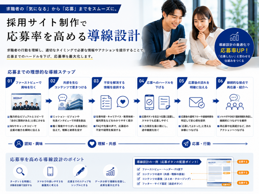 採用サイト制作で応募率を高める導線設計と求職者をエントリーへつなげるポイント